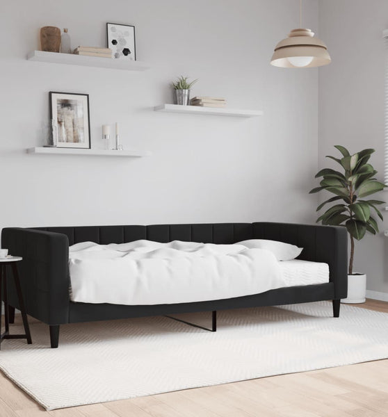 Tagesbett mit Matratze Schwarz 100x200 cm Samt