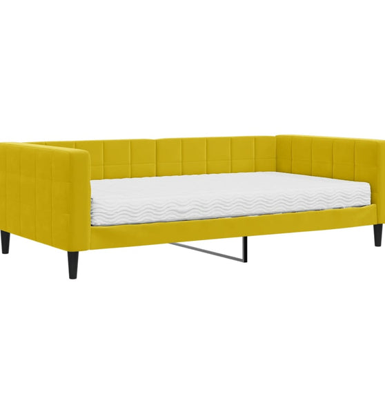 Tagesbett mit Matratze Gelb 100x200 cm Samt