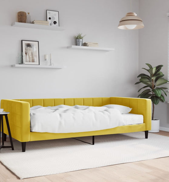 Tagesbett mit Matratze Gelb 100x200 cm Samt