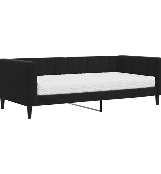 Tagesbett mit Matratze Schwarz 90x190 cm Samt