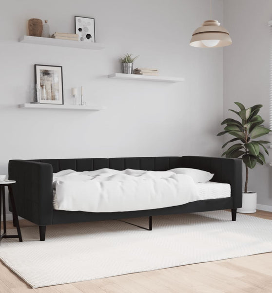 Tagesbett mit Matratze Schwarz 90x190 cm Samt