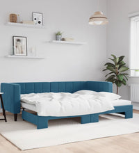 Tagesbett Ausziehbar Blau 80x200 cm Samt