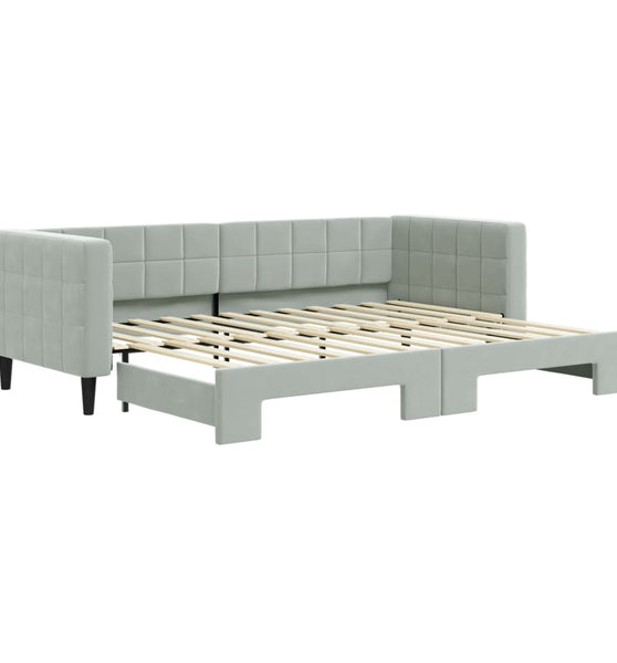 Tagesbett Ausziehbar Hellgrau 80x200 cm Samt