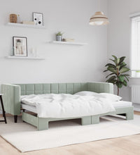 Tagesbett Ausziehbar Hellgrau 80x200 cm Samt