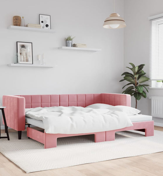 Tagesbett Ausziehbar Rosa 80x200 cm Samt