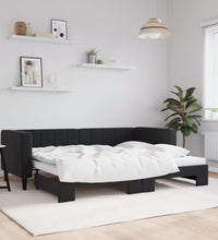 Tagesbett Ausziehbar Schwarz 80x200 cm Samt