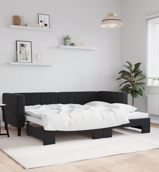 Tagesbett Ausziehbar Schwarz 80x200 cm Samt