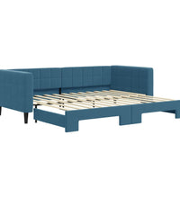 Tagesbett Ausziehbar Blau 90x200 cm Samt