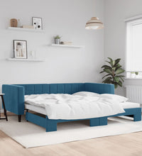 Tagesbett Ausziehbar Blau 100x200 cm Samt