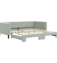 Tagesbett Ausziehbar Hellgrau 100x200 cm Samt
