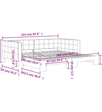 Tagesbett Ausziehbar Hellgrau 100x200 cm Samt