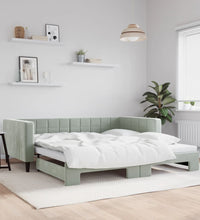 Tagesbett Ausziehbar Hellgrau 100x200 cm Samt