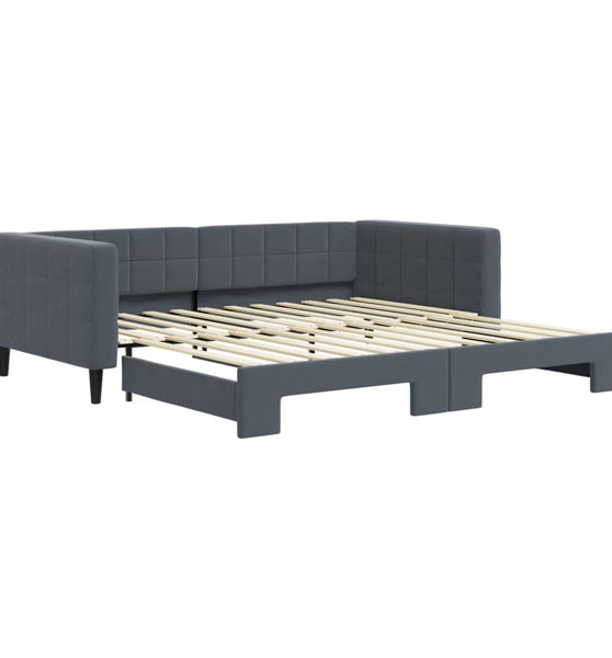 Tagesbett Ausziehbar Dunkelgrau 100x200 cm Samt