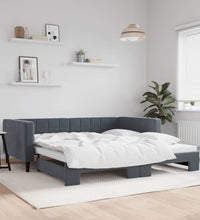 Tagesbett Ausziehbar Dunkelgrau 100x200 cm Samt