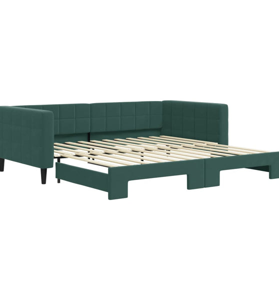 Tagesbett Ausziehbar Dunkelgrün 100x200 cm Samt