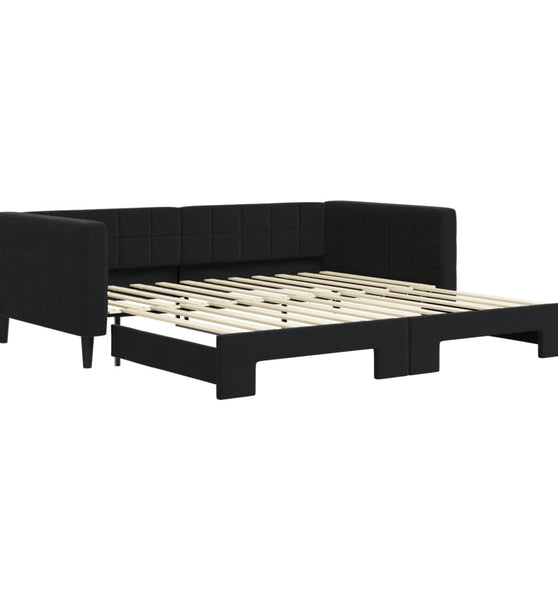 Tagesbett Ausziehbar Schwarz 100x200 cm Samt