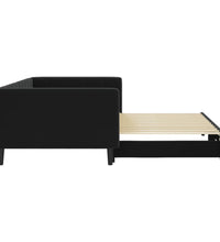 Tagesbett Ausziehbar Schwarz 100x200 cm Samt
