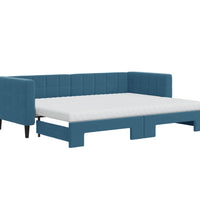 Tagesbett Ausziehbar mit Matratzen Blau 80x200 cm Samt