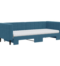 Tagesbett Ausziehbar mit Matratzen Blau 80x200 cm Samt