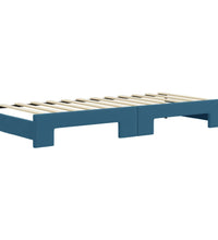 Tagesbett Ausziehbar mit Matratzen Blau 80x200 cm Samt