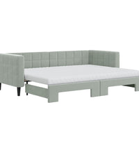 Tagesbett Ausziehbar mit Matratzen Hellgrau 80x200 cm Samt