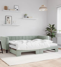 Tagesbett Ausziehbar mit Matratzen Hellgrau 80x200 cm Samt