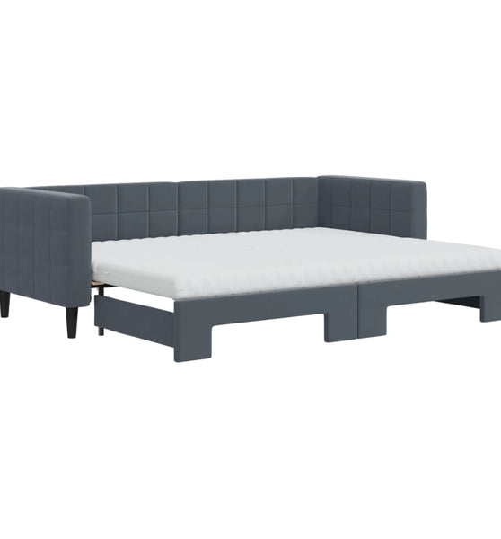 Tagesbett Ausziehbar mit Matratzen Dunkelgrau 80x200 cm Samt