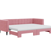 Tagesbett Ausziehbar mit Matratzen Rosa 80x200 cm Samt