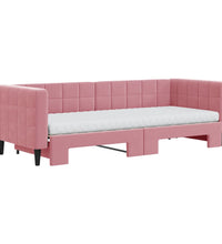 Tagesbett Ausziehbar mit Matratzen Rosa 80x200 cm Samt