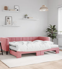 Tagesbett Ausziehbar mit Matratzen Rosa 80x200 cm Samt