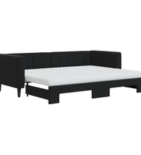 Tagesbett Ausziehbar mit Matratzen Schwarz 80x200 cm Samt
