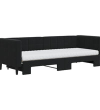 Tagesbett Ausziehbar mit Matratzen Schwarz 80x200 cm Samt