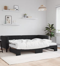 Tagesbett Ausziehbar mit Matratzen Schwarz 80x200 cm Samt