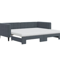 Tagesbett Ausziehbar mit Matratzen Dunkelgrau 90x200 cm Samt