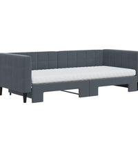 Tagesbett Ausziehbar mit Matratzen Dunkelgrau 90x200 cm Samt