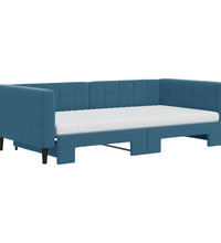 Tagesbett Ausziehbar mit Matratzen Blau 100x200 cm Samt