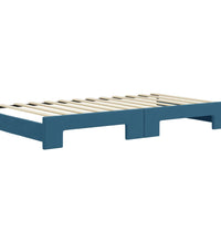 Tagesbett Ausziehbar mit Matratzen Blau 100x200 cm Samt