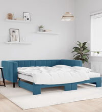 Tagesbett Ausziehbar mit Matratzen Blau 100x200 cm Samt