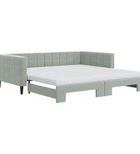 Tagesbett Ausziehbar mit Matratzen Hellgrau 100x200 cm Samt