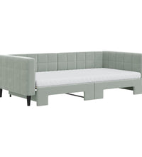 Tagesbett Ausziehbar mit Matratzen Hellgrau 100x200 cm Samt