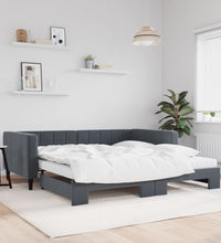 Tagesbett Ausziehbar mit Matratzen Dunkelgrau 100x200 cm Samt