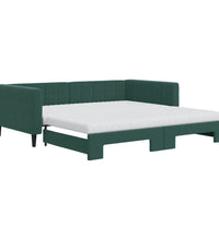 Tagesbett Ausziehbar mit Matratzen Dunkelgrün 100x200 cm Samt