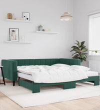 Tagesbett Ausziehbar mit Matratzen Dunkelgrün 100x200 cm Samt