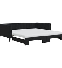 Tagesbett Ausziehbar mit Matratzen Schwarz 100x200 cm Samt