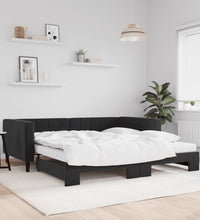 Tagesbett Ausziehbar mit Matratzen Schwarz 100x200 cm Samt