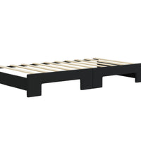 Tagesbett Ausziehbar mit Matratzen Schwarz 90x190 cm Samt