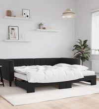 Tagesbett Ausziehbar mit Matratzen Schwarz 90x190 cm Samt