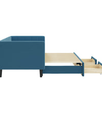 Tagesbett Ausziehbar mit Schubladen Blau 80x200 cm Samt