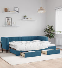 Tagesbett Ausziehbar mit Schubladen Blau 80x200 cm Samt