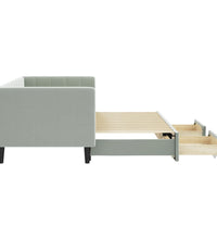 Tagesbett Ausziehbar mit Schubladen Hellgrau 80x200 cm Samt